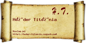 Héder Titánia névjegykártya